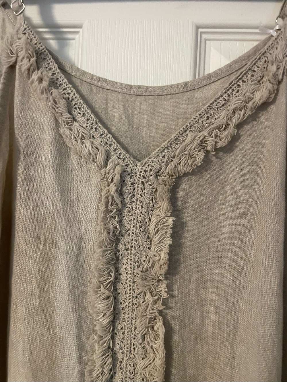 Boho Fringe V-Neck Tunic in Taupe
